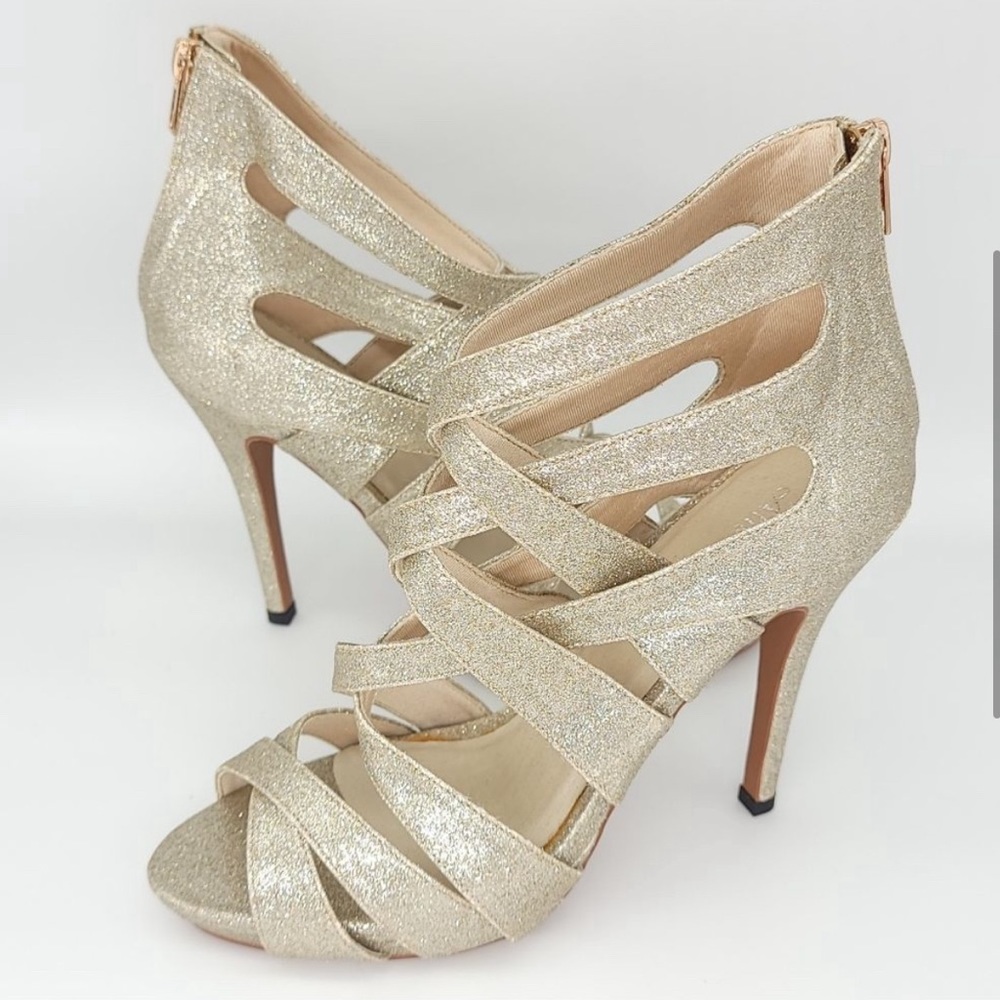 Alisha Hill Heels Glitter Gold Stiletto Womens Shoe Shoes Size 9.5